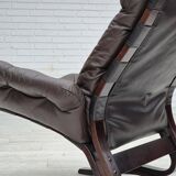 1970s, Scandinavian design, lounge chair, original condition, leather, bent wood.