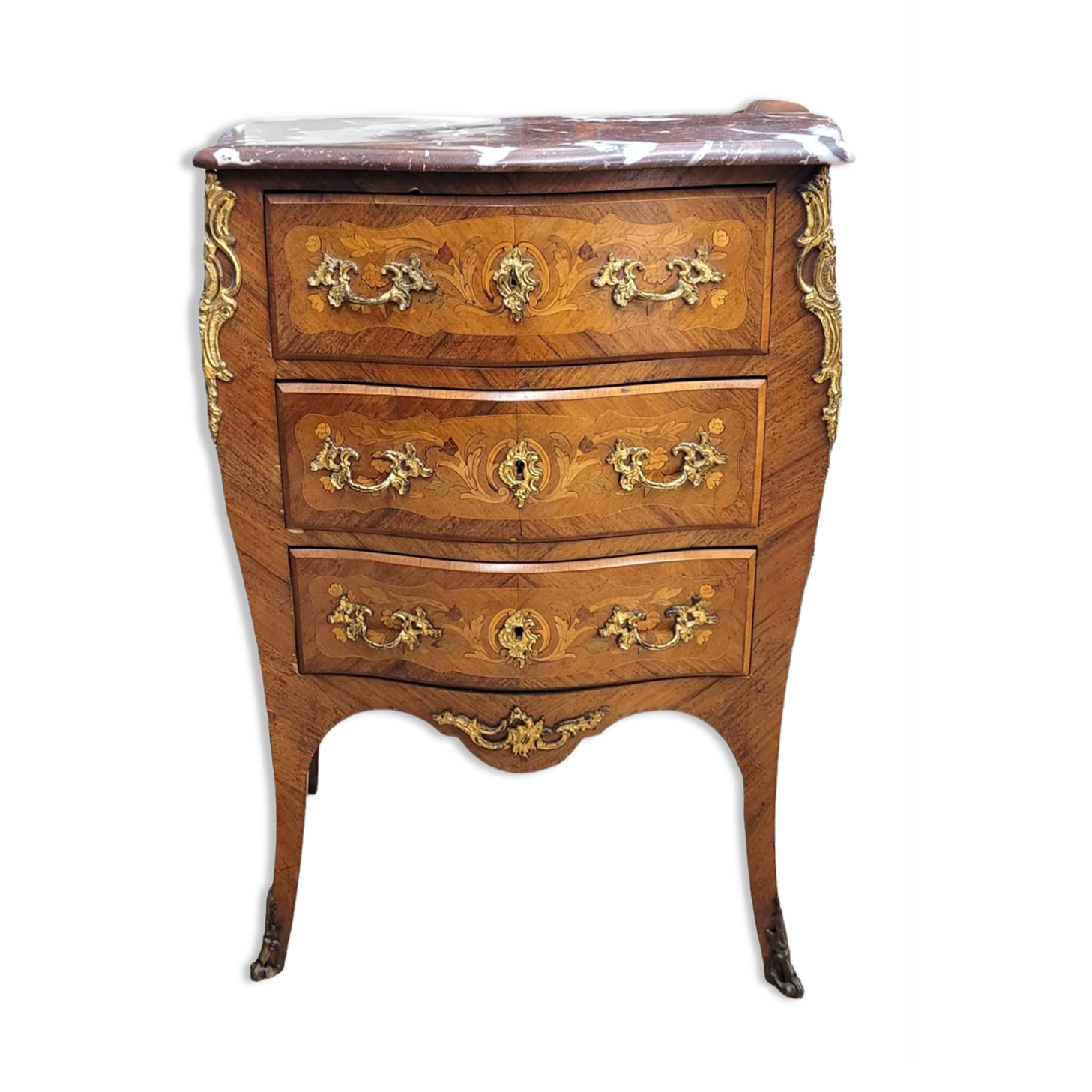 Commode style Louis xv bois et marbre