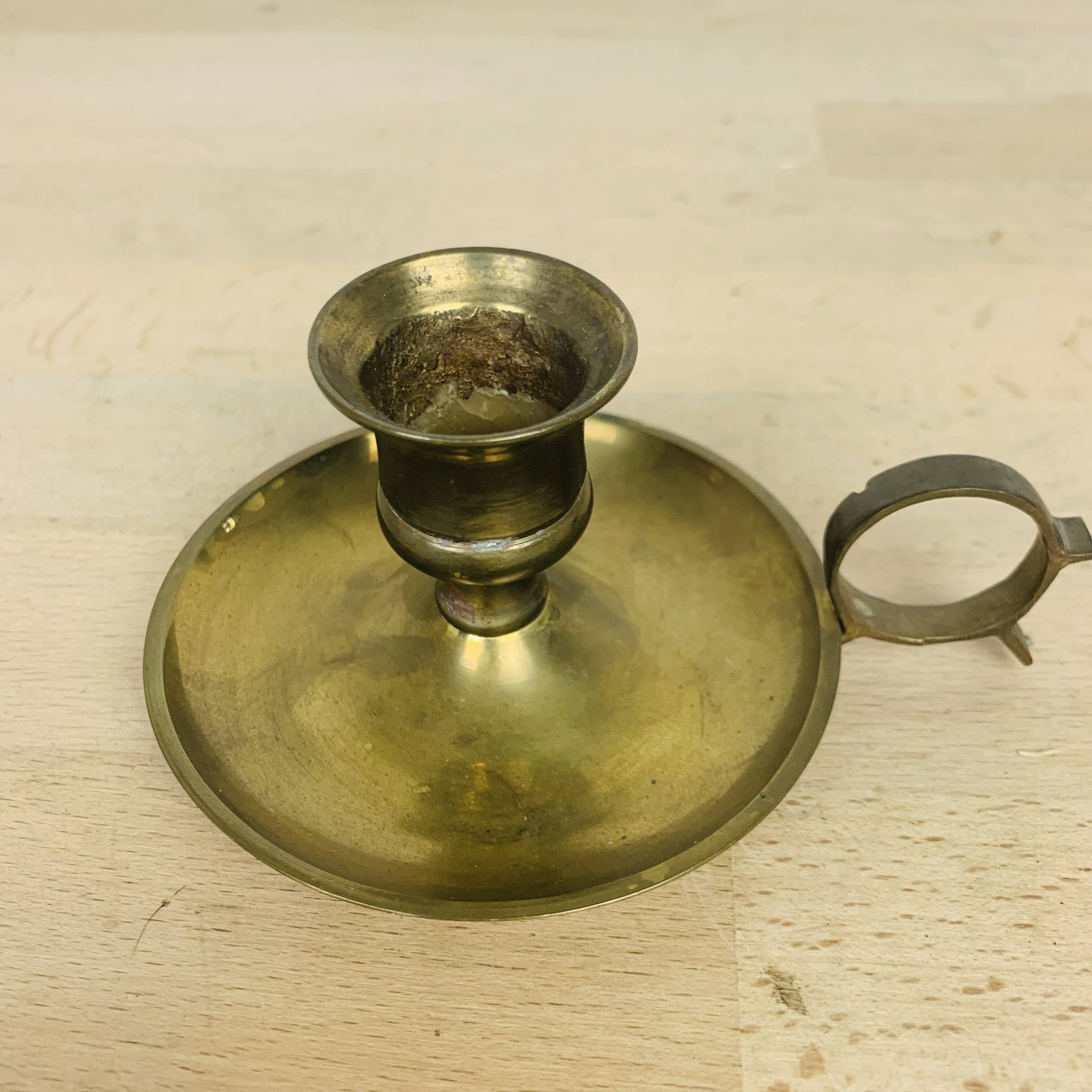 Vintage brass cellar rat candle holder