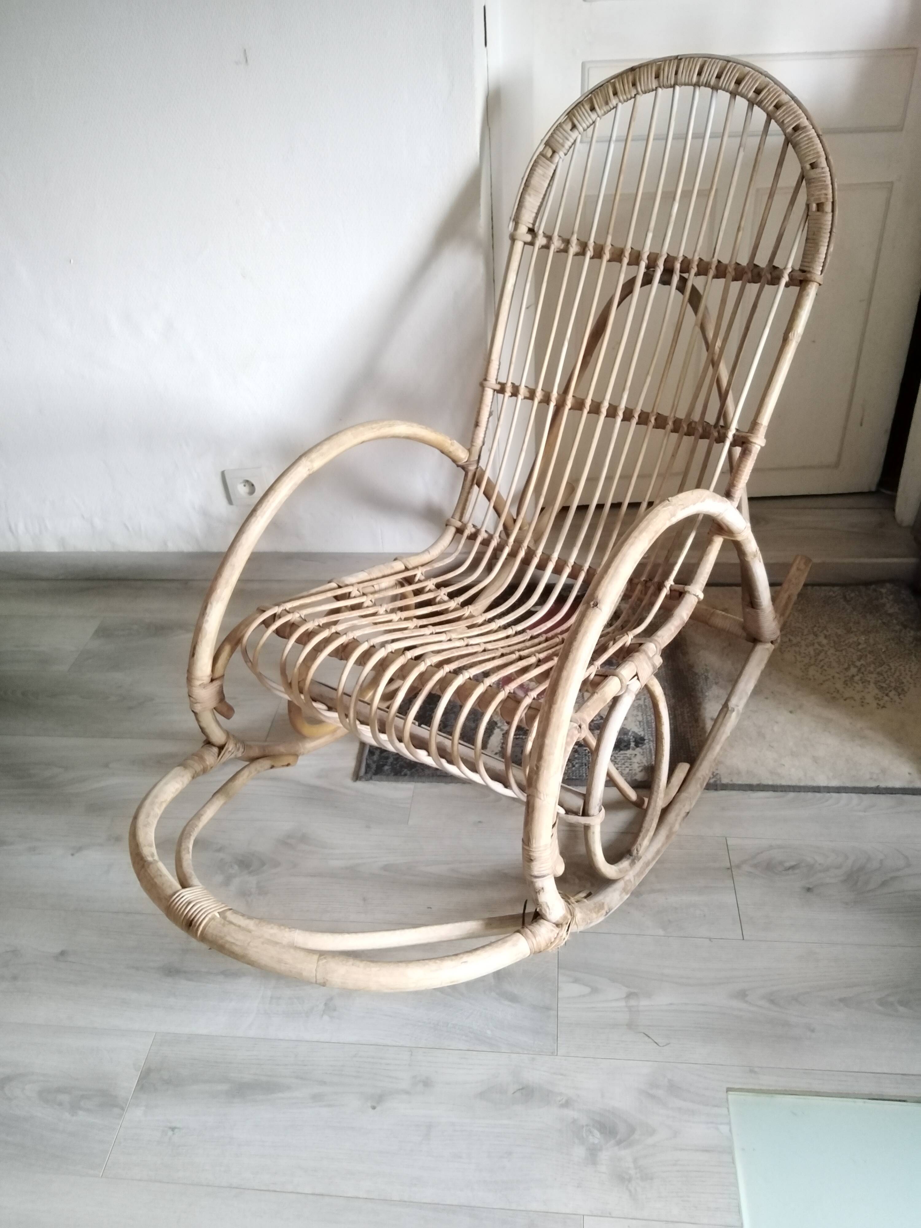 Rattan rocking chair from the 60s by Rohe Noordwolde