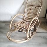 Rattan rocking chair from the 60s by Rohe Noordwolde