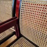 Pascal mourgue rare set de 3 fauteuils traîneaux cannés bois laqué  pour triconfort vintage 80's