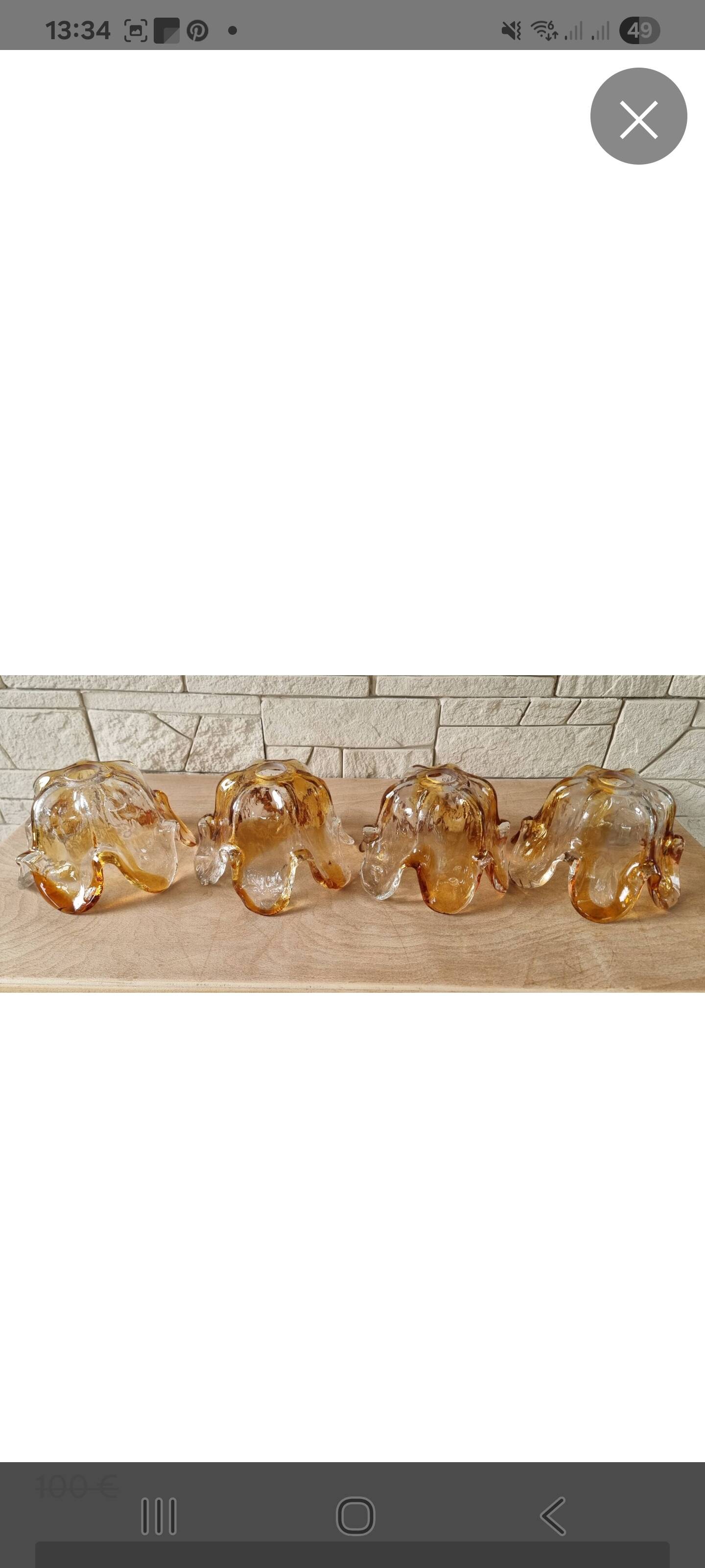 Set of 4 Murano glass tulips