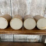 Set of 4 Old Beige Stoneware Bottles + Vintage Porcelain Stopper