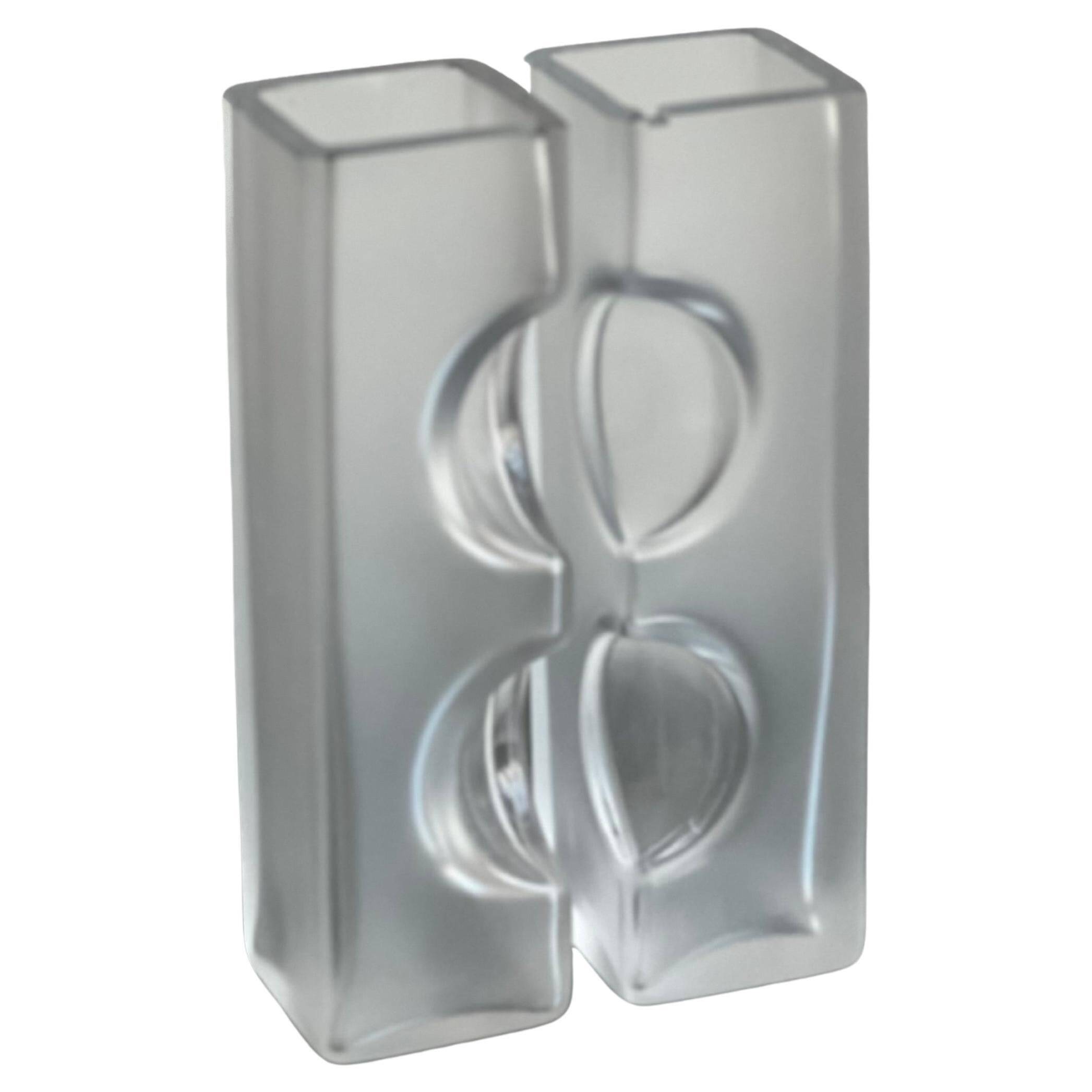 Decorative glass sculpture vases,  1980s clear glass modern bookcase accent