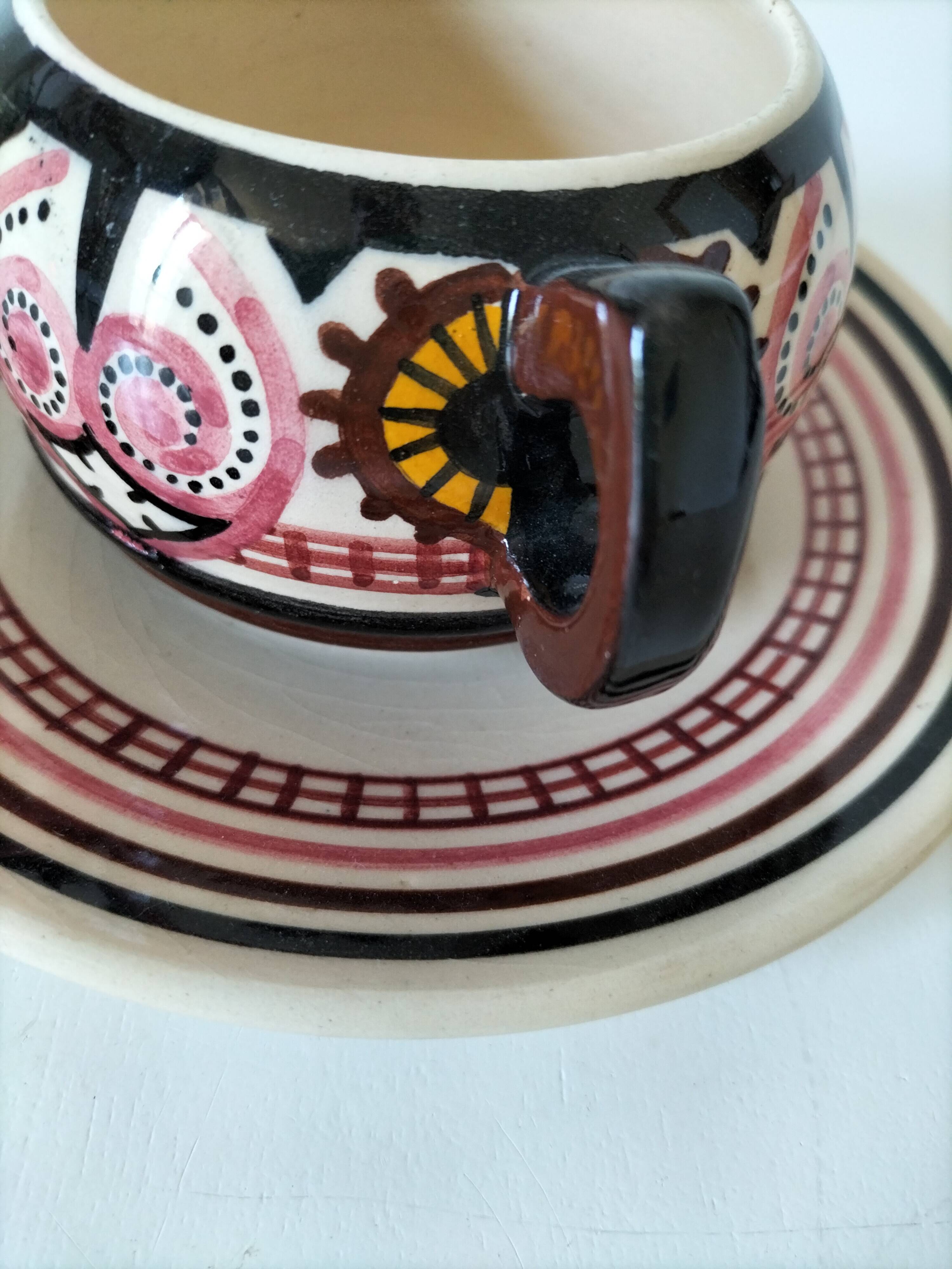 Cup and saucer Paul Fouillen – Quimper – 1950s