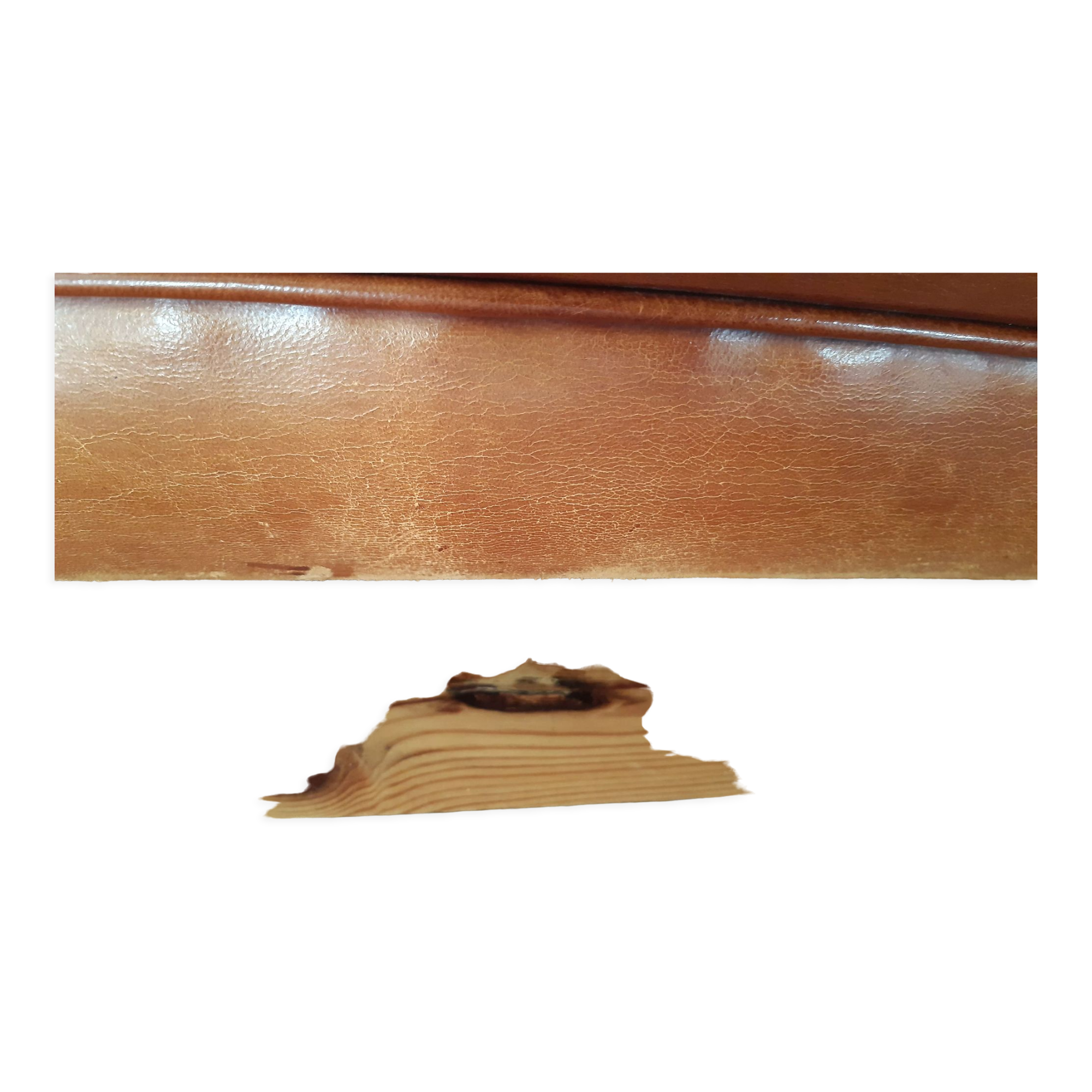 Tawny leather canape