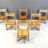 Chaises pliantes en bois du milieu du siècle, années 1950 - lot de 6