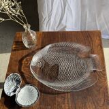 Large fish plate transparent glass Arcoroc vintage L38.5