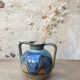 Flame blue sandstone vase