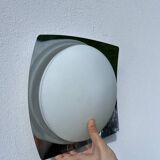 White glass and stainless steel ceiling light