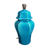 Table lamp foot in cracked turquoise earthenware