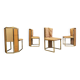 Romeo Rega set of 4 dining chairs in brass and wicker for Mario Sabot, 1970s