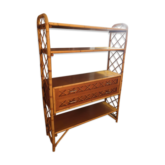 Wood and rattan shelf in 1950