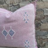 Handmade Moroccan silk cushion cover, cactus pattern