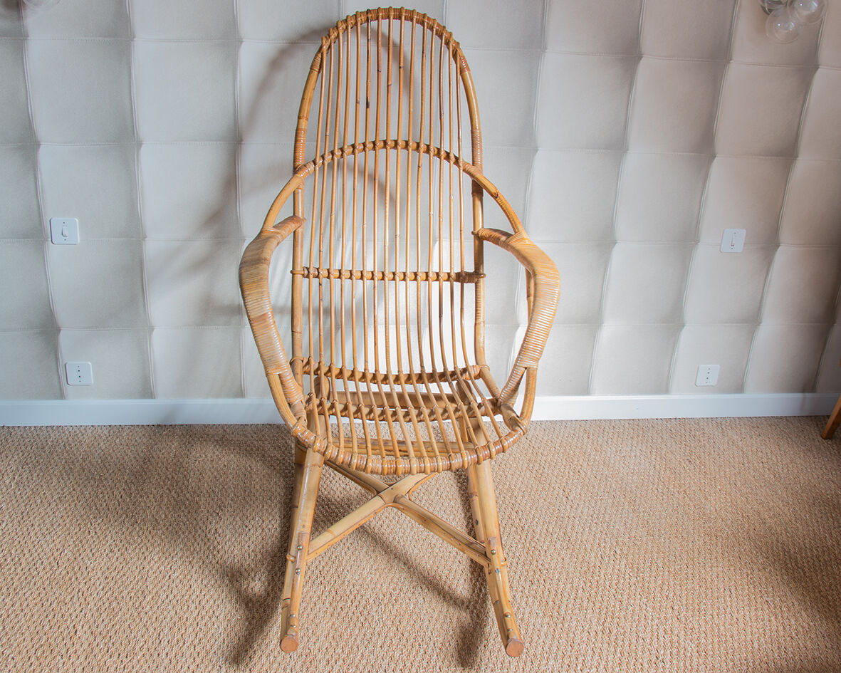 Rocking-chair en rotin