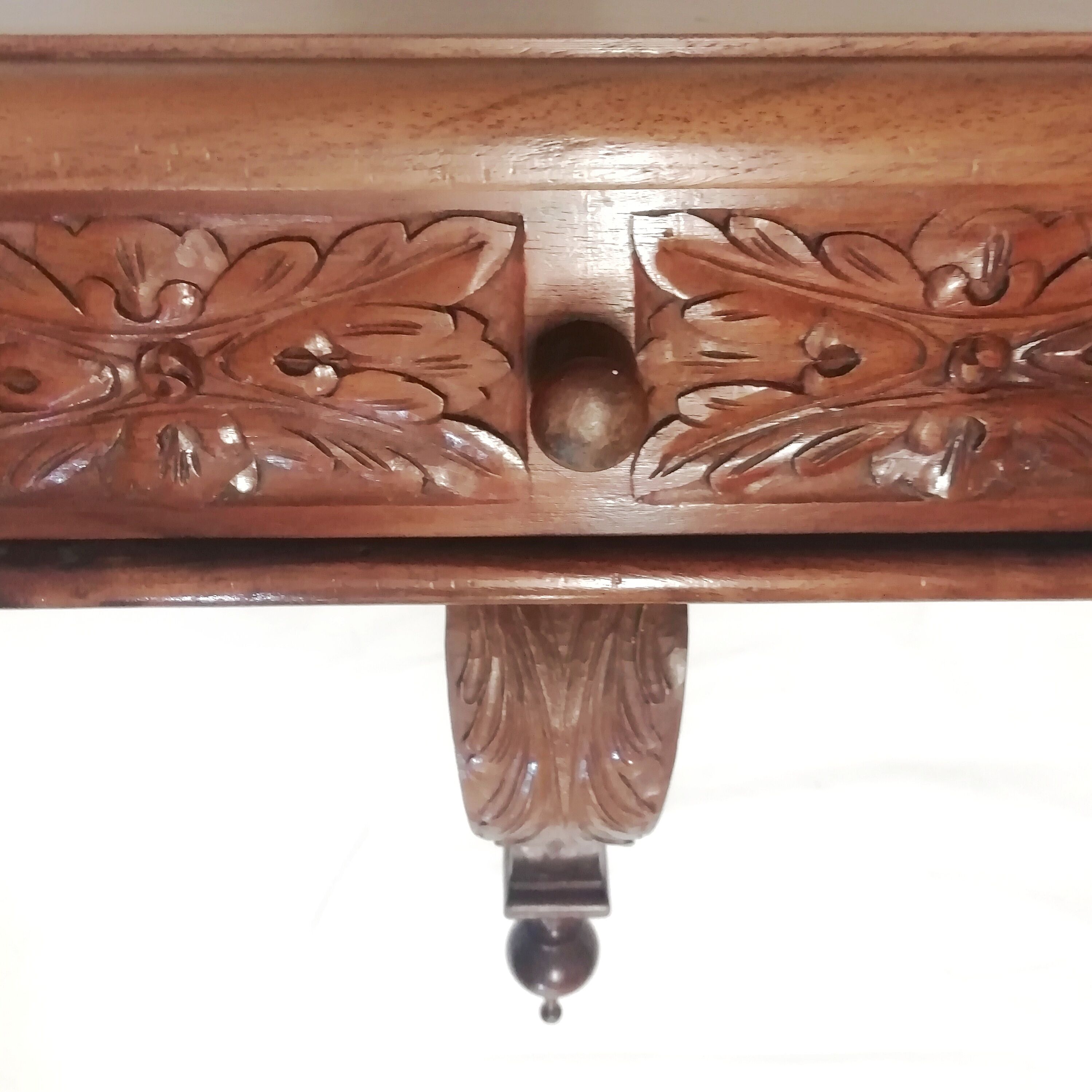 Carved wood side table. 1950s