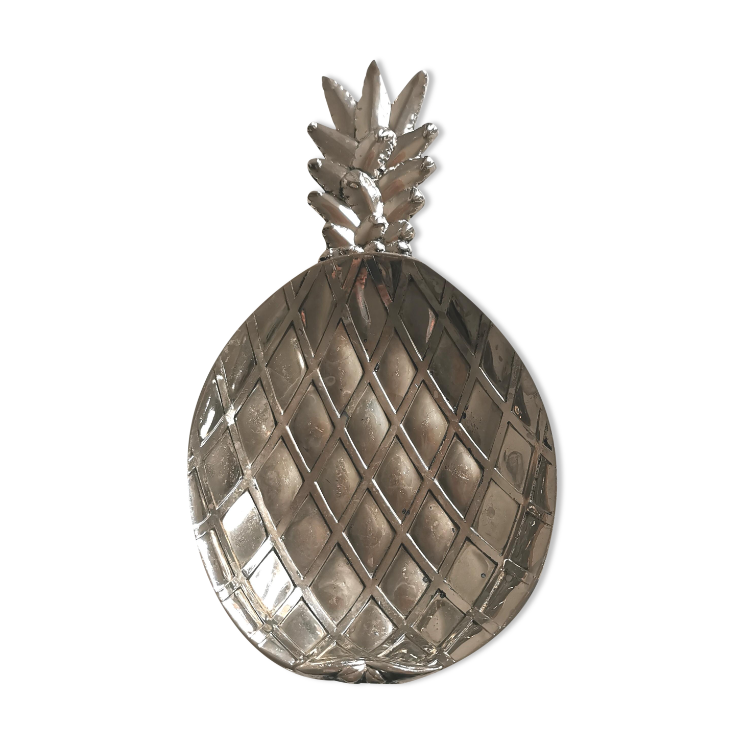 vintage pineapple silver metal trinket bowl