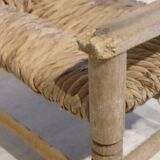 Bench and armchair in wood and straw for doll