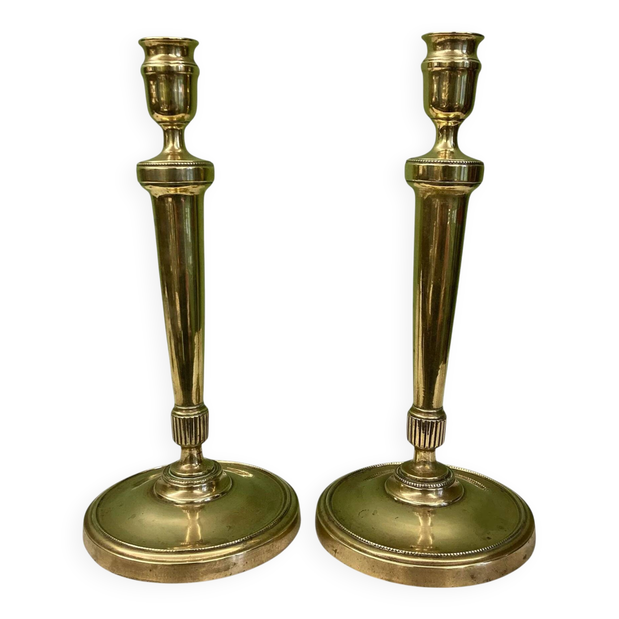 Pair of 19th-century Empire candlesticks | Candelabra | Beaded friezes