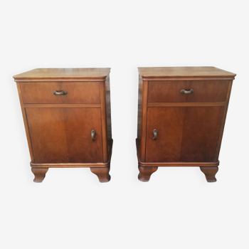 Pair of walnut bedside tables