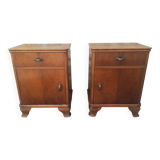 Pair of walnut bedside tables