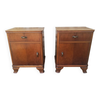 Pair of walnut bedside tables