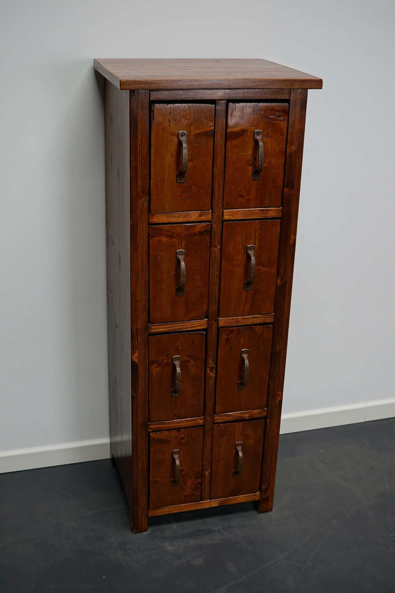 Apothecary or industrial workshop cabinet in pine Netherlands 1930