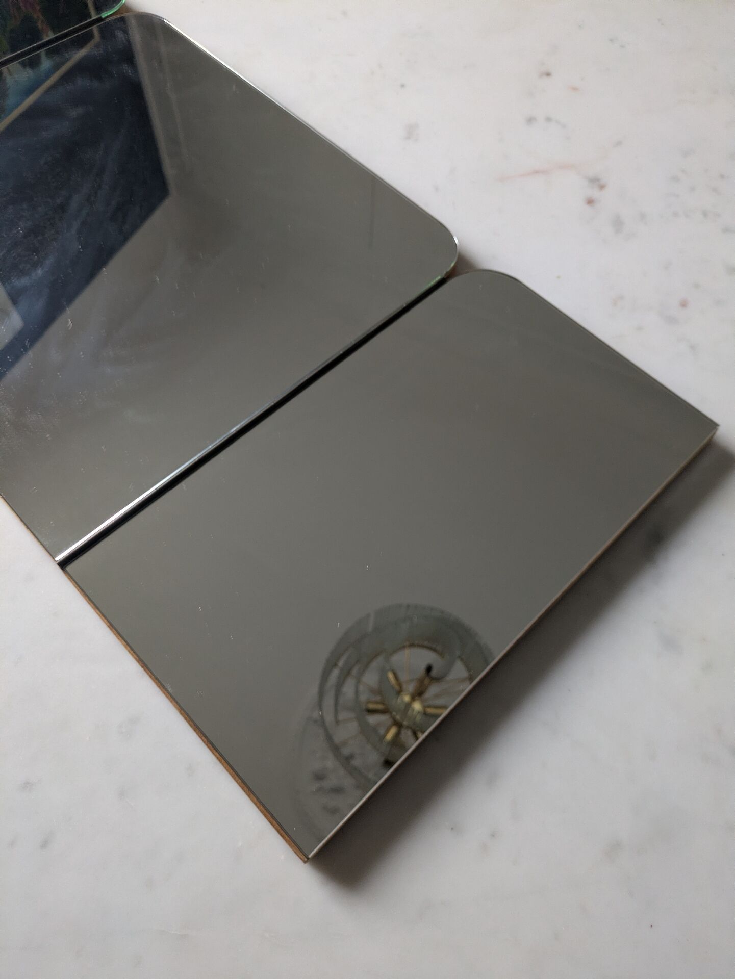 Mid-century tabletop triptych dressing mirror