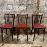 6 Baumann bistro chairs, Parisian beechwood and red ska - old and vintage