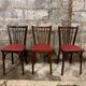 6 Chaises baumann bistrot troquet parisien bois de hêtre et skaÏ rouge - ancien et vintage