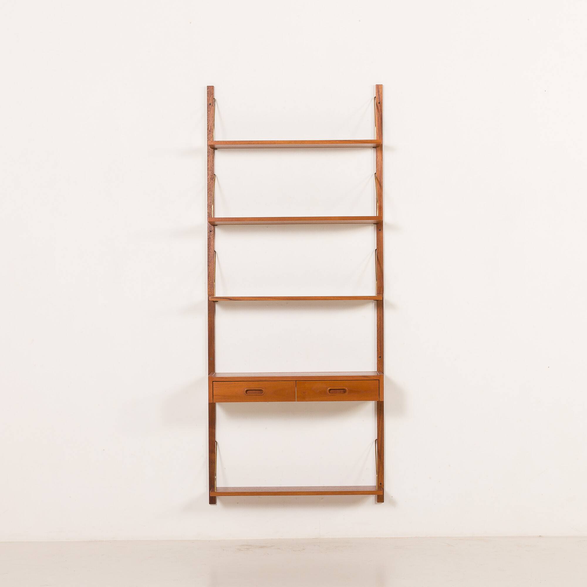 Scandinavian mid century teak wall unit with a console, 1960s