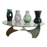 Set of 4 Accolay vases, signed ceramics, France, 1960s