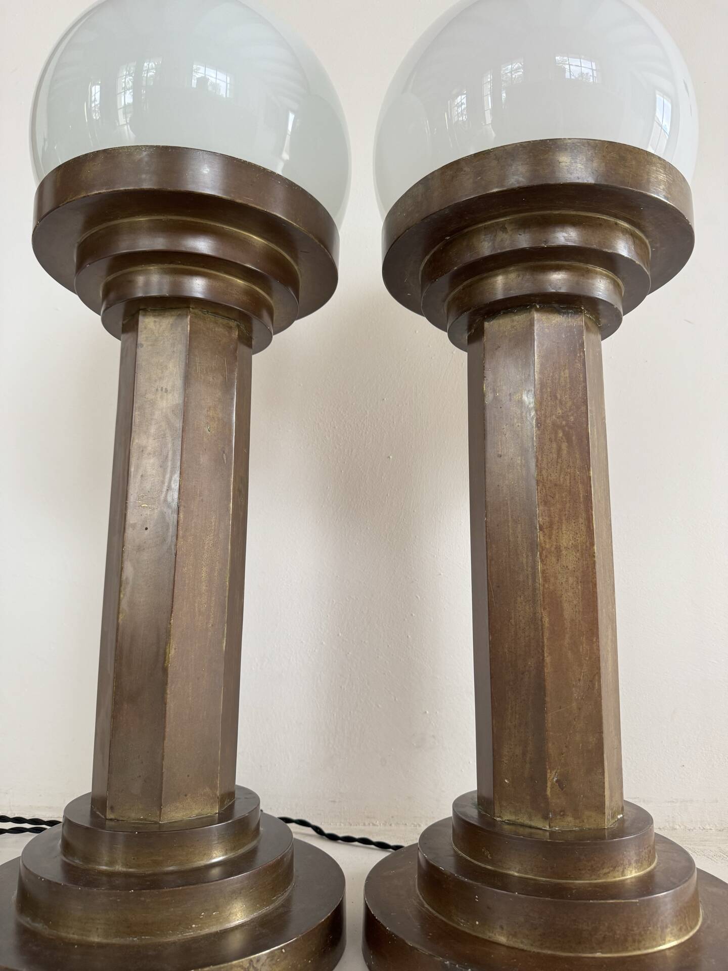 Lampes colonnes bronze Art Déco