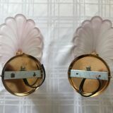 Paire d'appliques feuille verre