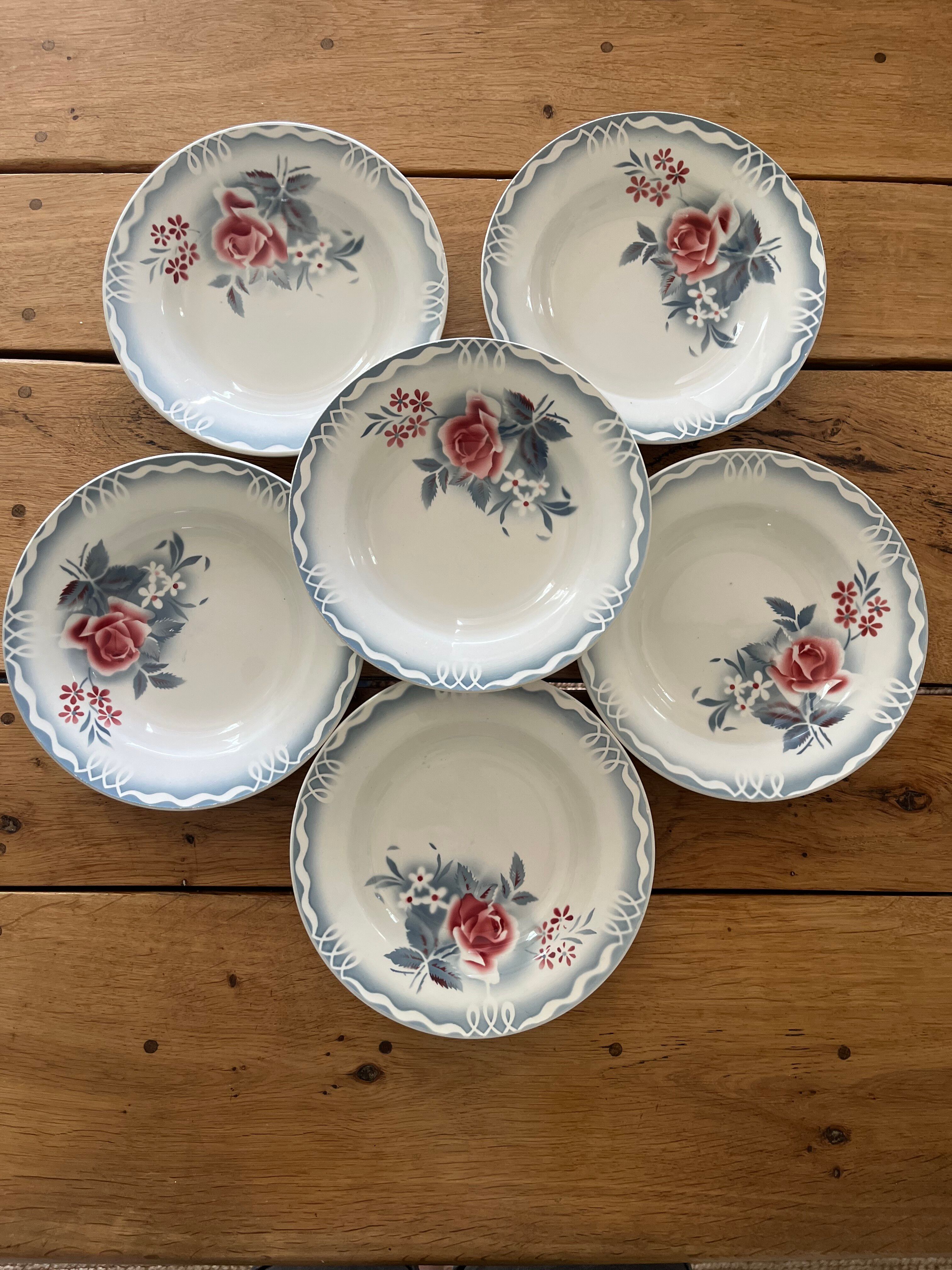 6 vintage deep plates