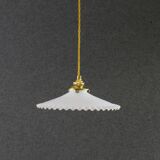 Pendant light in antique glass painted in white and gold - new socket and cable