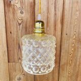 Globe hanging lamp in vintage bubbled molded glass