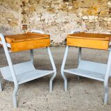 Pair of wooden and metal bedsides 50/60