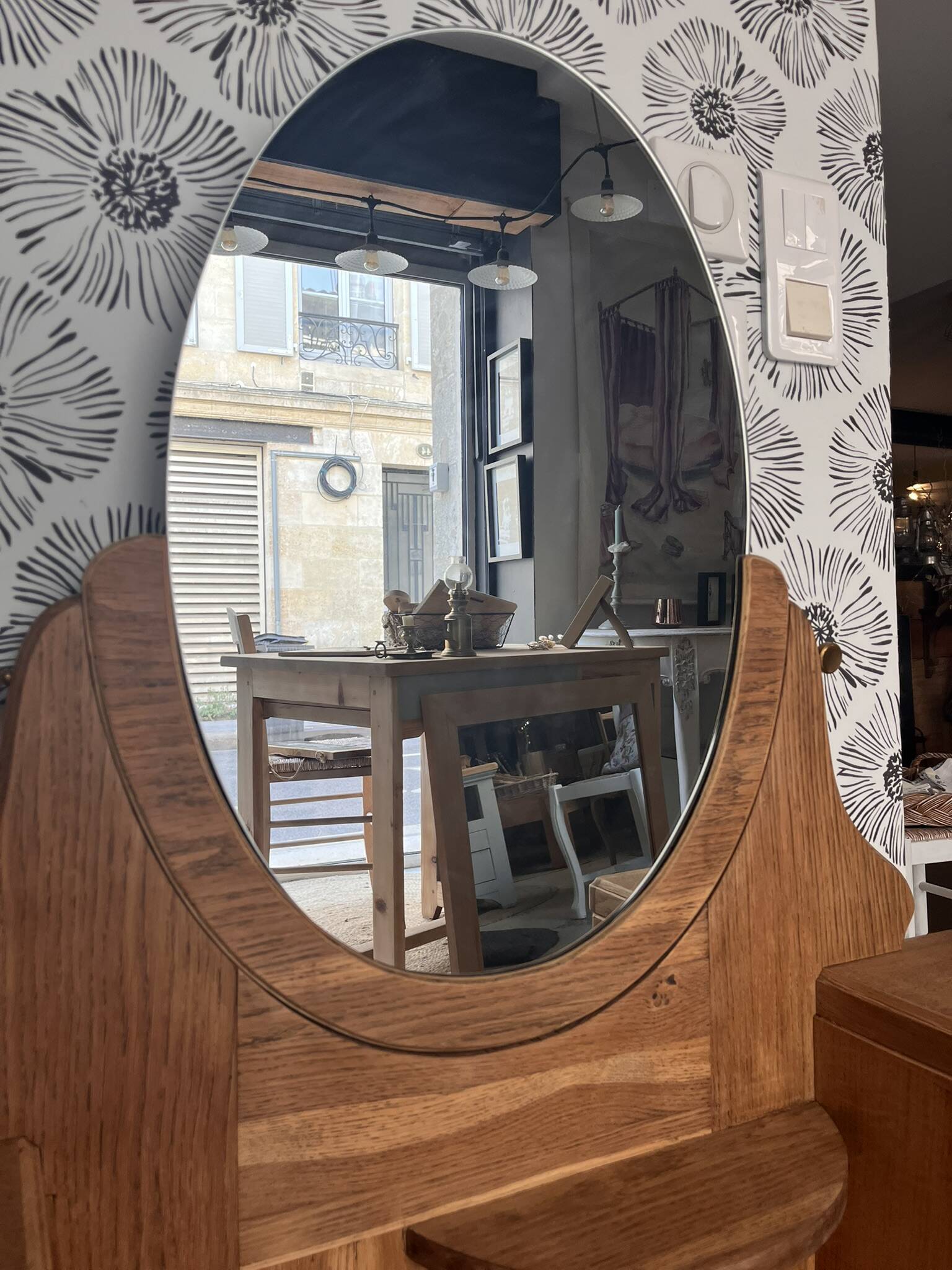 Coiffeuse buffet vintage Art Déco Mélissande 2 portes et miroir