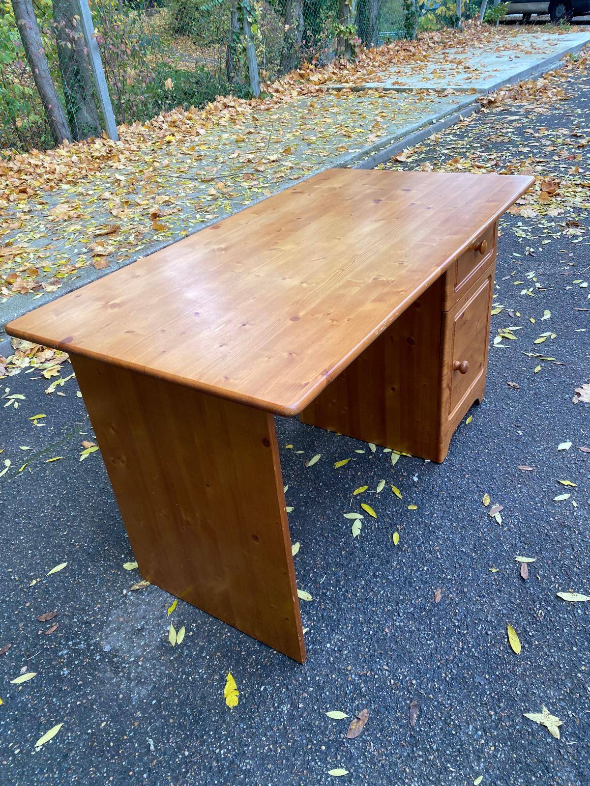 Scandinavian solid wood desk with drawer, 132cm