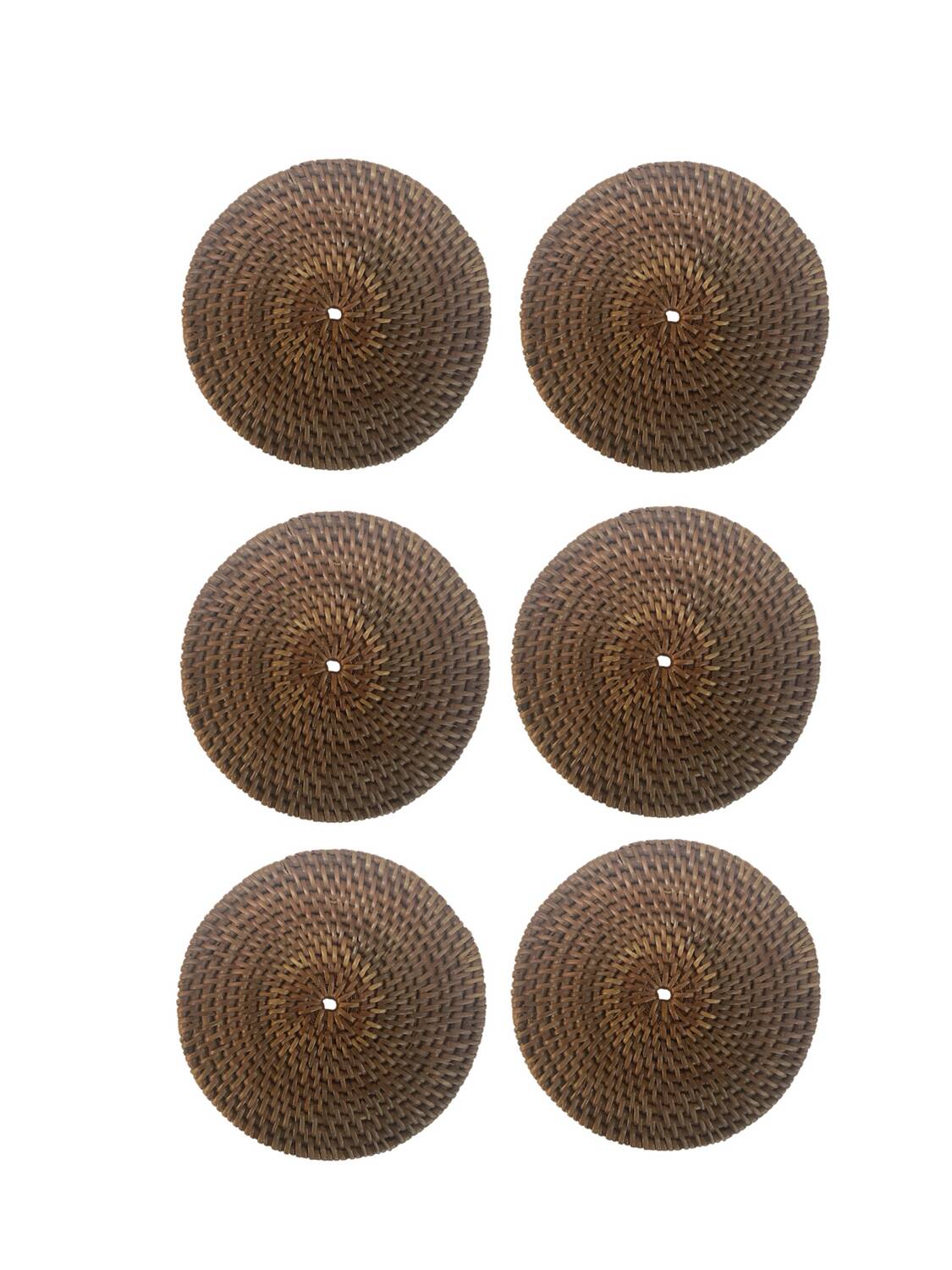 Set of 6 handwoven rattan coasters - natural ethnic style