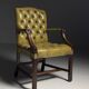 Green leather tufted office chair
