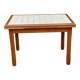 Dining table or farmhouse kitchen style with solid wood and tiles.