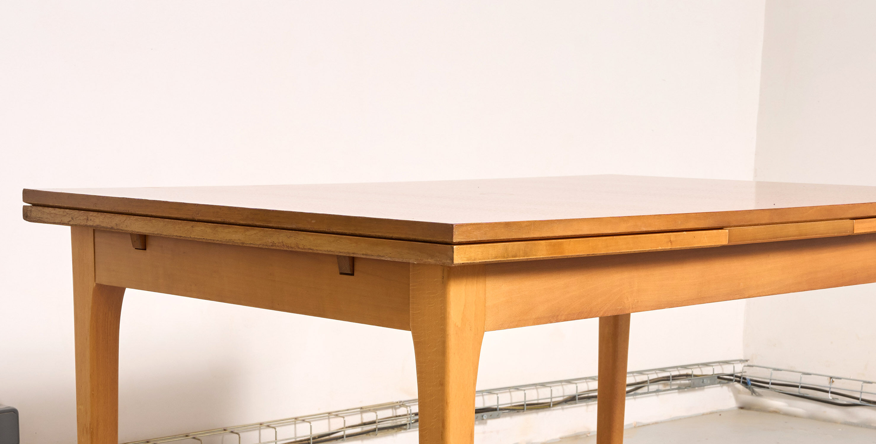 Vintage Scandinavian style dining table, side extensions