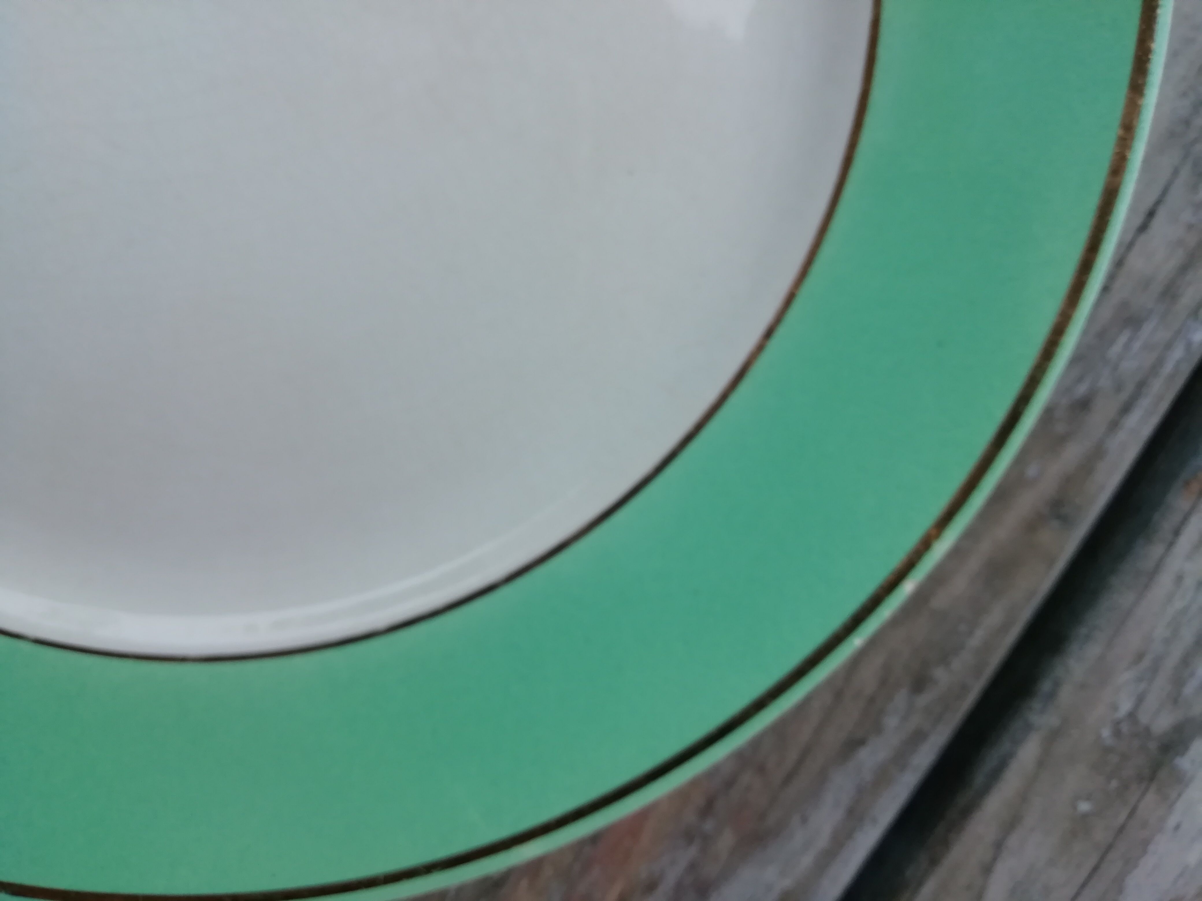 Set of flat plates mint green edge