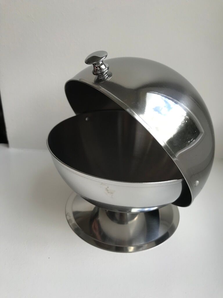 Metal sugar bowl style space age seventies 70s