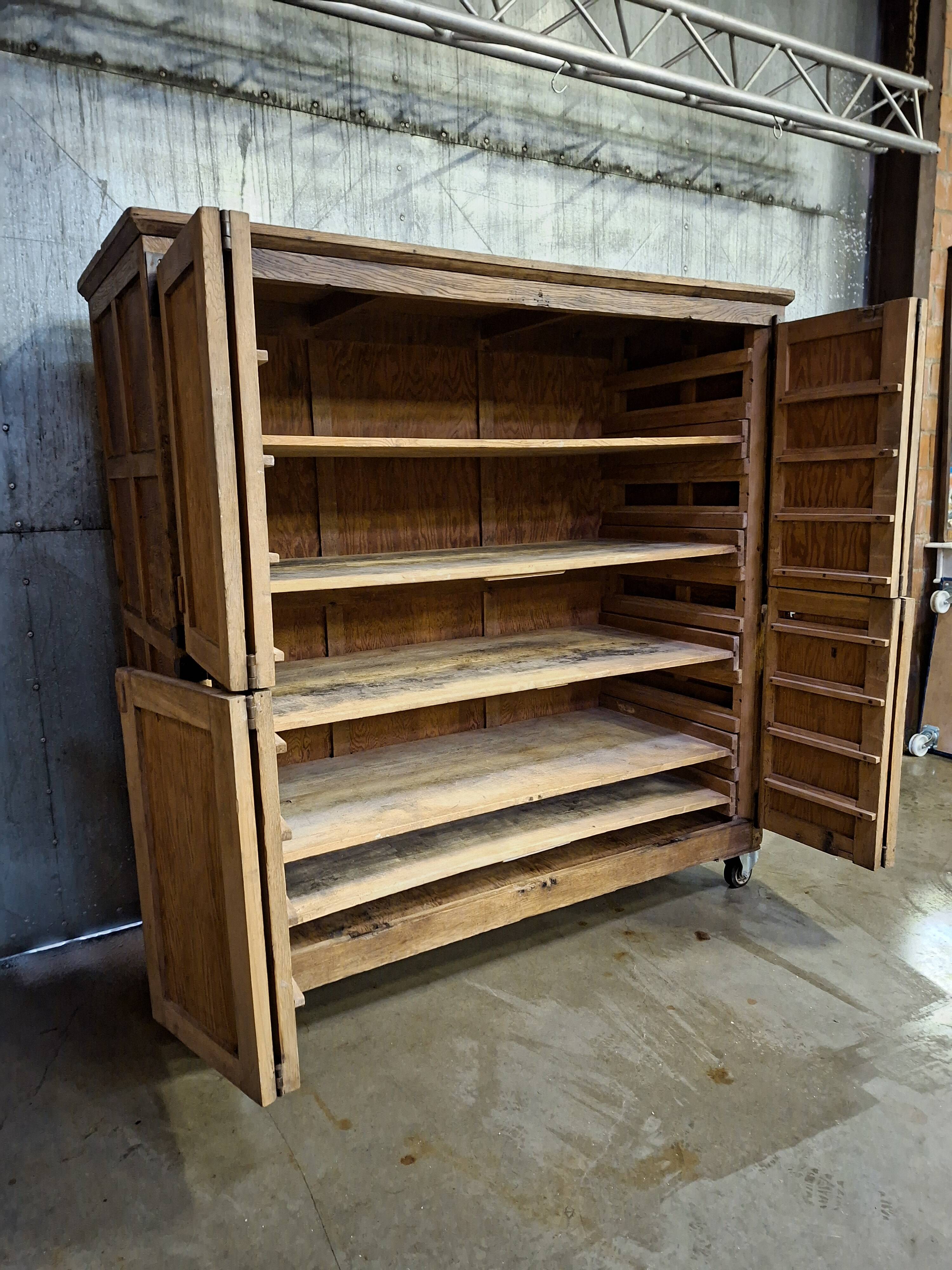 Antique baker's cabinet / fermentation cabinet on wheels