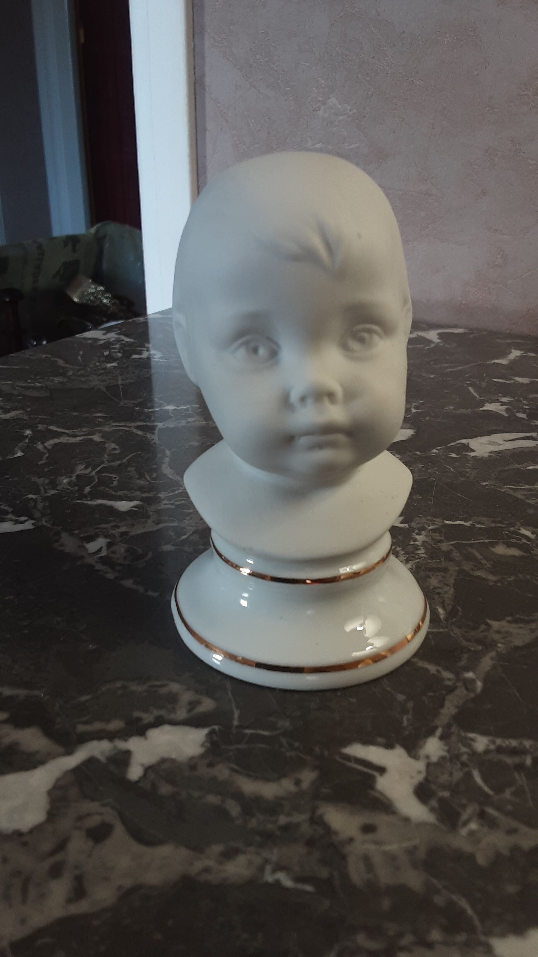 2 busts girl and boy - vintage porcelain biscuit