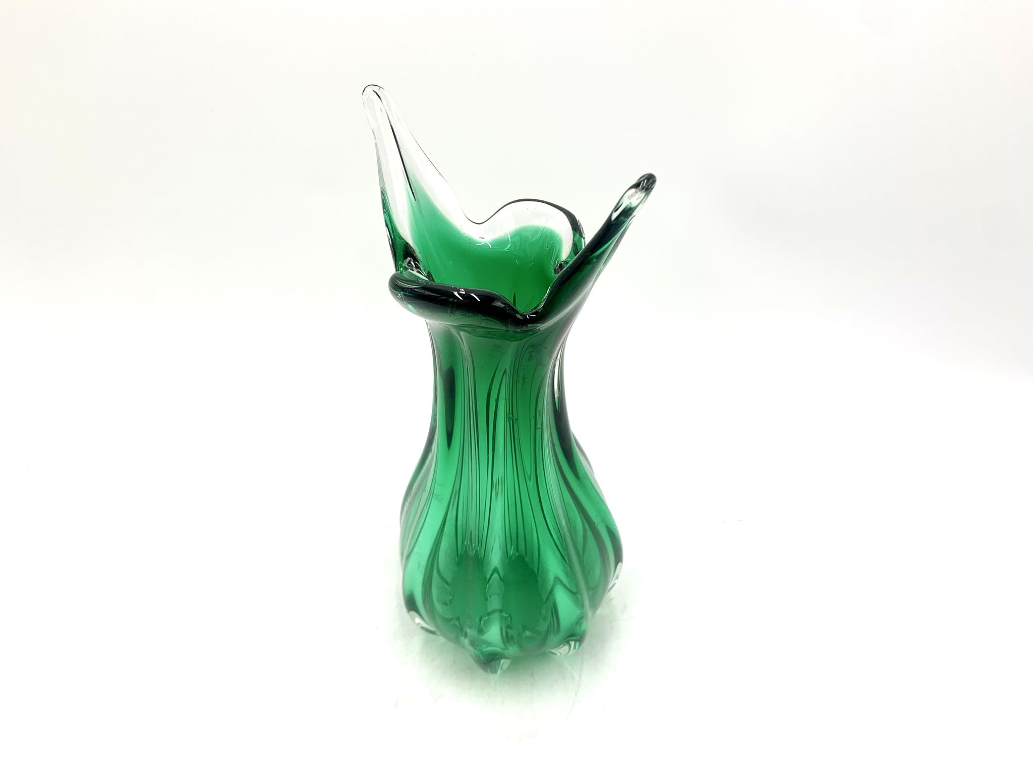 Vase vert Egermann, République tchèque, années 1970